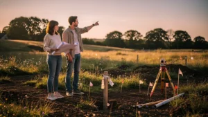 Terrain à bâtir avec couple réfléchi avant signature, conseils essentiels pour futur projet immobilier