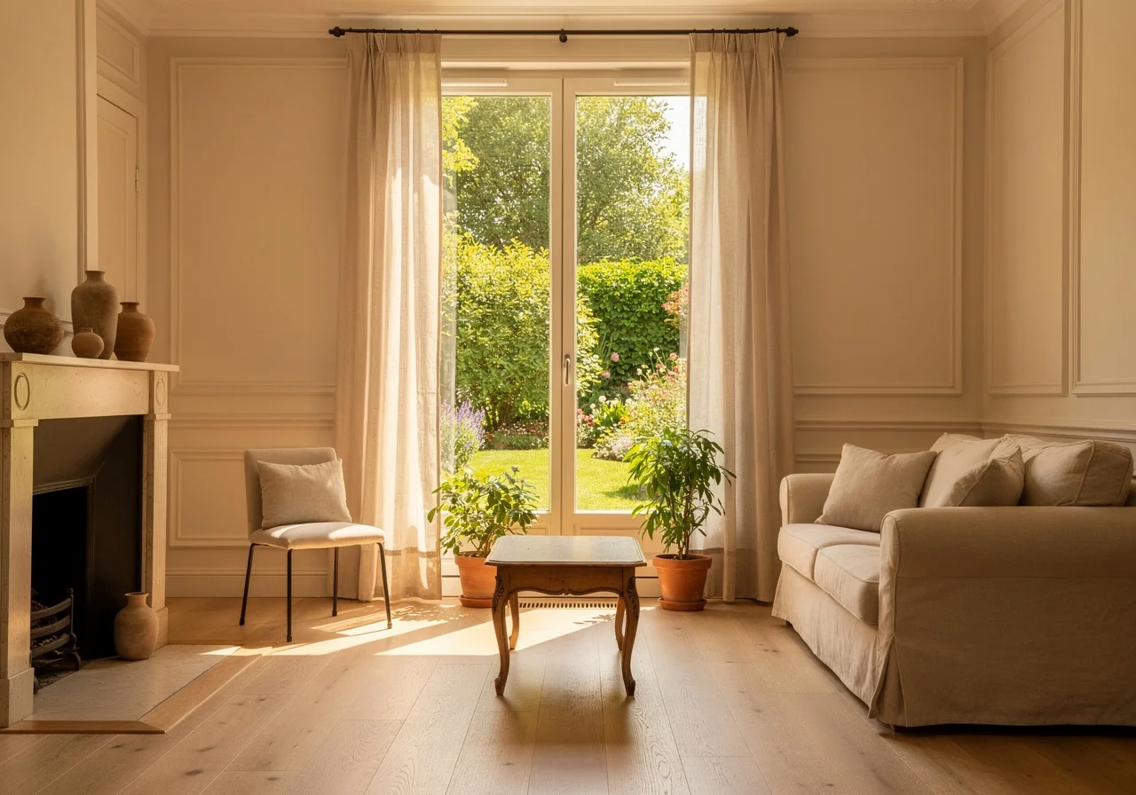 Intérieur lumineux avec vue