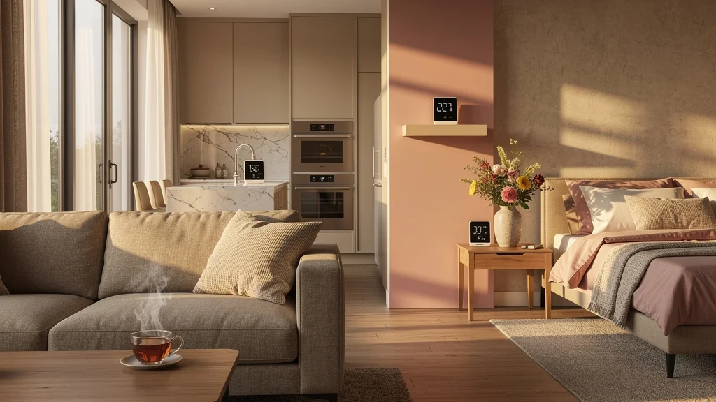 Thermomètres d'ambiance dans chaque pièce d'une maison moderne révélant les températures intérieures